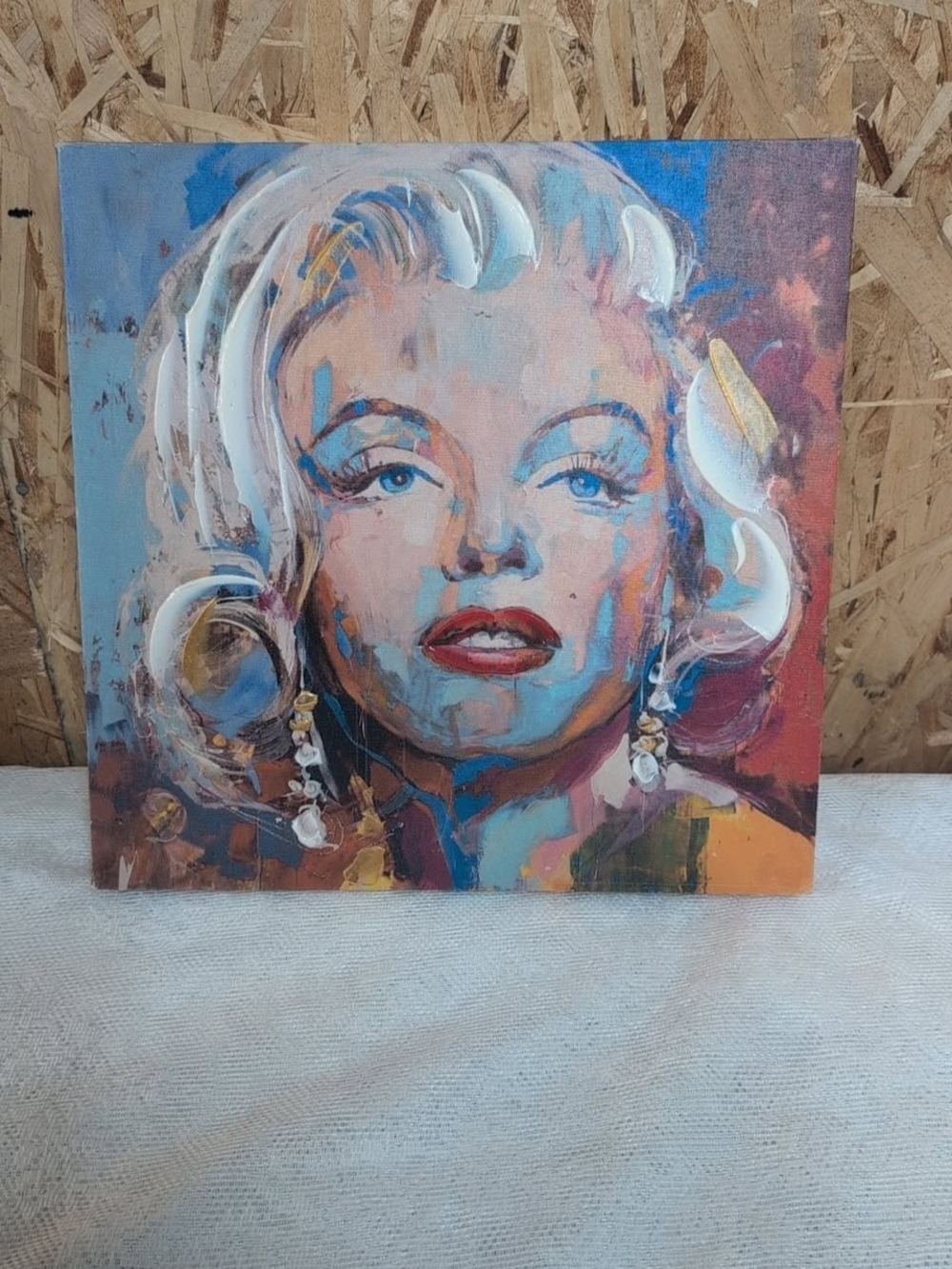 Abstract Marilyn Monroe Textured Canvas Wall Art Portrait Blue Red